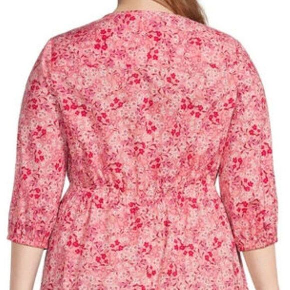 TERRA & SKY Fit & Flare Button Front Dress Womens Size 16W Pink Red Floral NWT - Picture 12 of 12